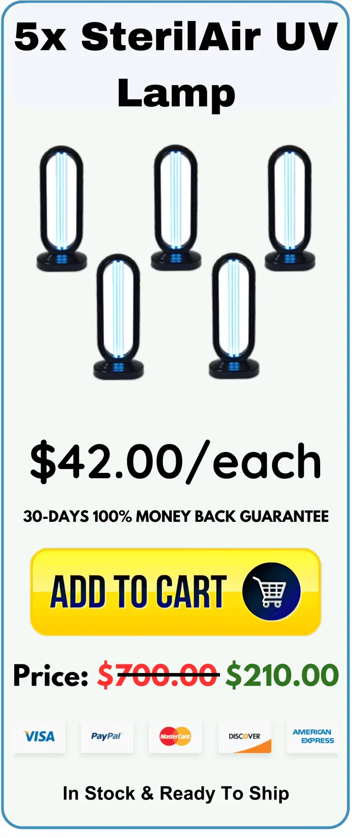 SterilAir UV Lamp offer package price 